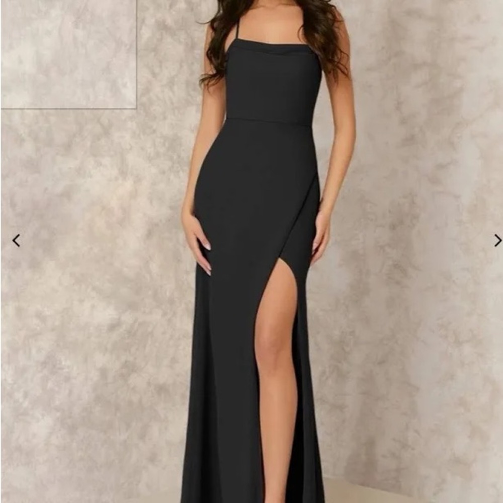 AZAZIE X KENDALL + KYLIE Cowl Scoop Chiffon Mermaid Dress in Black - 2